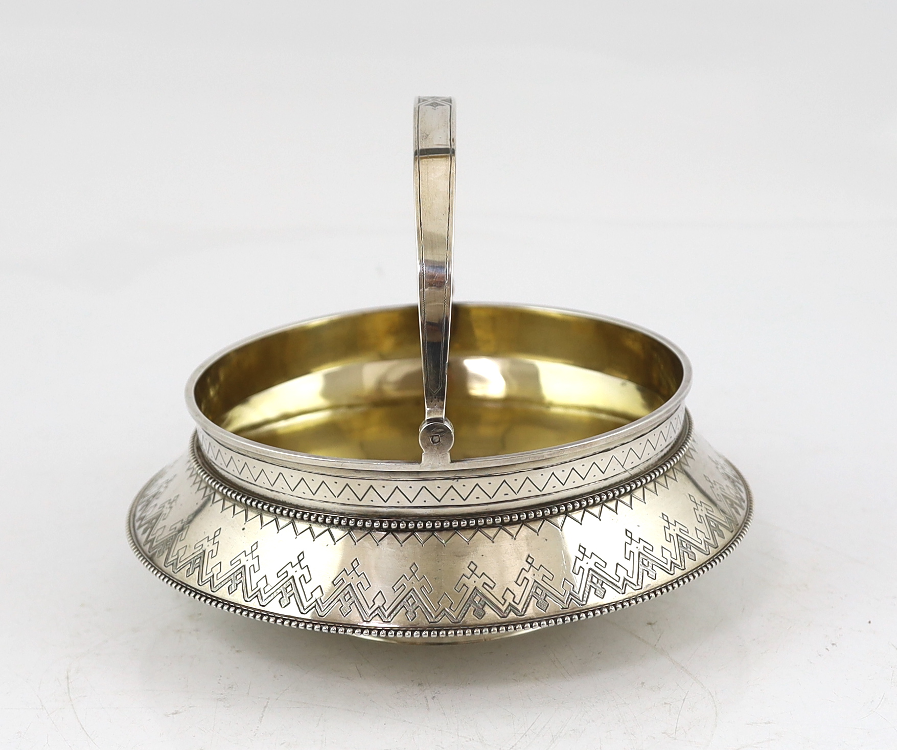 A late 19th century Russian 84 zolotnik silver shallow basket